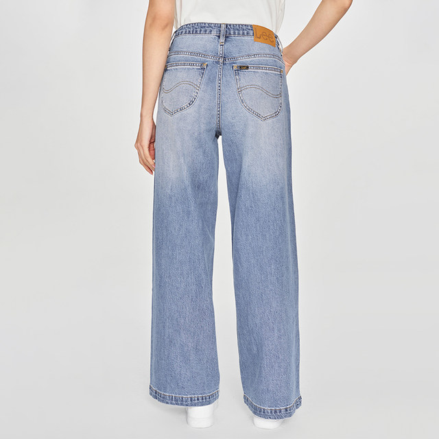 Lee Shopping Mall same style as 25 spring and summer new loose mid-waist light blue women's wide-leg jeans