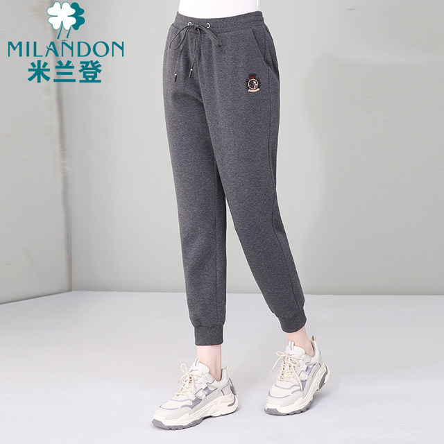 Milanden middle-aged and elderly mothers' casual velvet warm leggings women's autumn and winter new high-waisted sweatpants thickened