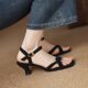 
French small heel flat toe sandals for women 2025 summer new large size medium heel simple versatile black high heels