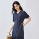 Giordano skirt for women new casual vacation style ruffle hem V-neck short-sleeved dress for women 05465071
