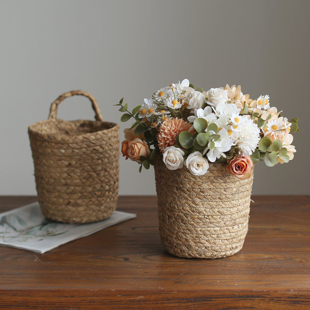 Hanging basket, straw flowerpot, rattan decoration, ivy hanging orchid hanging basket, hanging basket, woven flower basket, hanging pot gardening