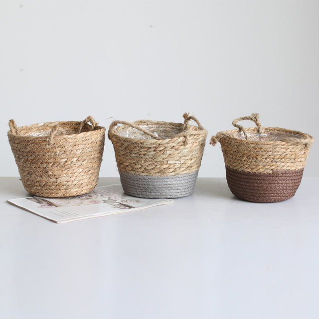 Hanging basket, straw flowerpot, rattan decoration, ivy hanging orchid hanging basket, hanging basket, woven flower basket, hanging pot gardening