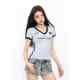 Biggold pink y2k shoulder sleeve short -sleeved T -shirt women's jersey hot girl slim American summer V -neck top top
