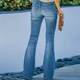 Cross-border European and American spring new Amazon fashion breasted bell-bottom pants high-waist stretch jeans women's trousers customized
