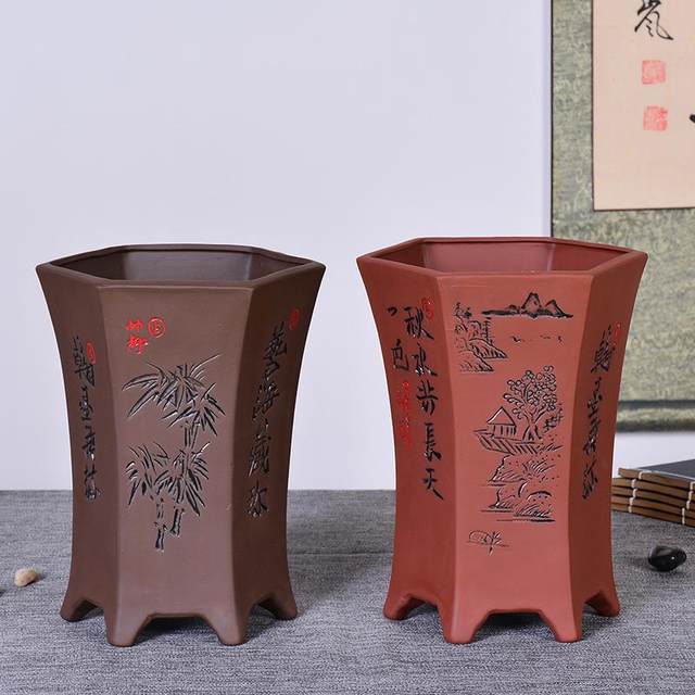 Purple Clay Ceramic Orchid Pot Large Home Gardening Plant Planting Spider Plants Bonsai Clivia Round Flower Pot