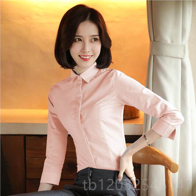 Genuine Youbo white split shirt for women's middle sleeve professional formal wear work clothes waist-closing and slimming out half-sleeved sleeve seven-white worker
