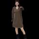 Korean casual hip-pack V-neck long-sleeved T-shirt dress with autumn and winter large size 300 Jin [Jin equals 0.5 kg] mid-length loose versatile top