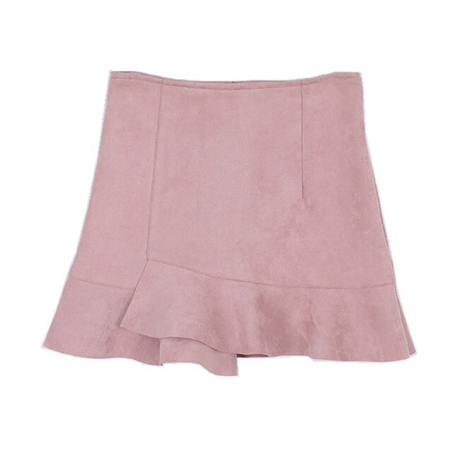 Fishtail skirt 2017 new autumn and winter women's ruffle hip skirt suede short skirt elastic one-step skirt flower bud skirt