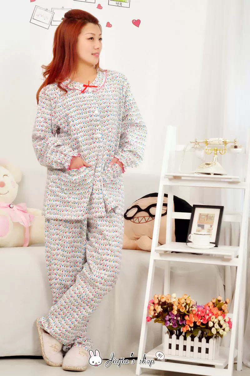 出口日本细支全棉布授乳服隐形哺乳套装 产后服 月