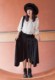 The Japanese literary autumn and winter slim pleated skirt with black lace-up style versatile mid-length A-length skirt