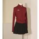 Christmas red half turtleneck zipper sweater cardigan for women 2024 new autumn and winter slim short knitted jacket