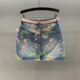 
Flower printed denim skirt for women 2025 summer new retro high waist versatile slim A-line hip skirt
