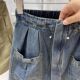 Extra large size 300Jin [Jin equals 0.5 kg] High-waist denim skirt for women in summer slim drawstring M zipper design hip-covering short skirt
