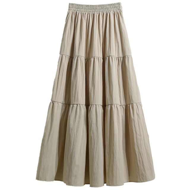 Apricot copper ammonia pocket large swing cake half -bodies skirt female summer 2024 new mid -length long skirt long skirt