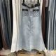 25 spring and summer new Korean style design touching pocket versatile denim skirt women's high waist slim mid-length fishtail skirt

