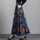 Autumn and winter new retro print high -waisted high -waisted A -body skirt mid -length winter skirt large size dance skirt large skirt female
