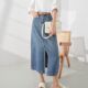 Mambe retro denim skirt for women in summer 2025 new high waist straight loose mid-length temperament large-size skirt