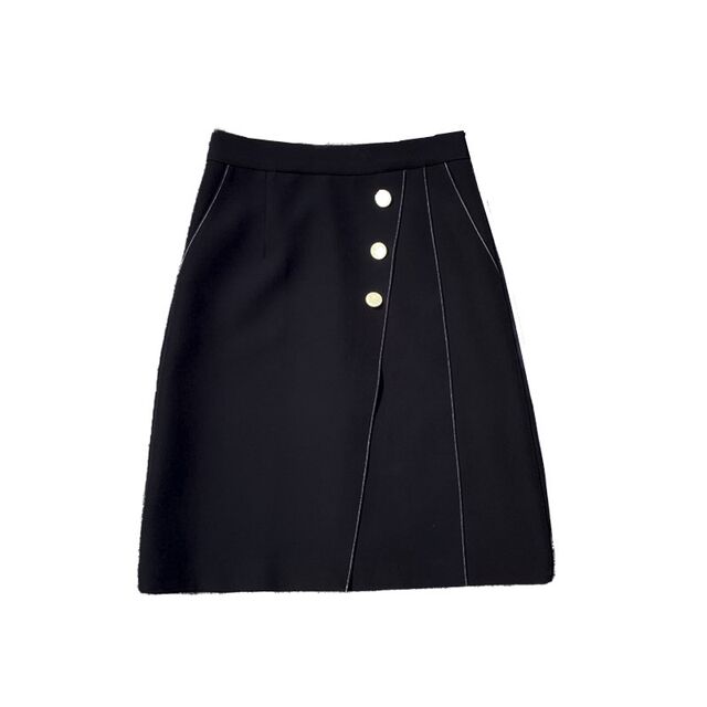 Irregular skirt for women with high waist large size q open line pocket mid-length fat mm design cover hips professional a-line skirt

