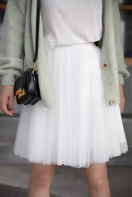 2025 spring, autumn and winter new Korean mesh skirt big robe princess puffy short skirt high waist skirt women summer
