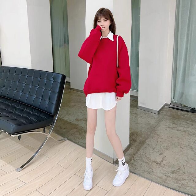 Sleeveless shirt for women's inner wear 2025 autumn and winter mid-length layered plush velvet large size power-on style dressing white vest shirt
