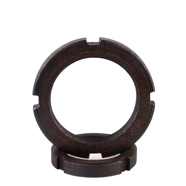 Small round nut national standard original GB810 ordinary A3 steel four-trough round nut Q235 material black lock stop retreat