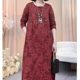 High-end three-dimensional rose fashionable retro dress with large size Chinese style mother dress autumn and winter temperament elegant dress