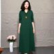 Mom's autumn new fashionable V-neck long-sleeved dress spring and autumn style versatile temperament age-reducing mid-length skirt