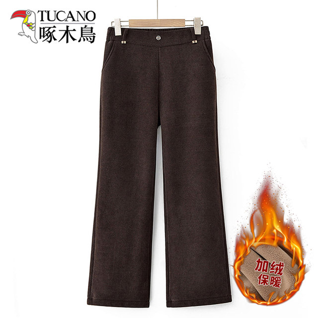 
Woodpecker 2025 Autumn and Winter New Fashion Slim and Western-style Mother's Clothes Middle-aged Women's Clothing Western-style Velvet Straight-leg Pants