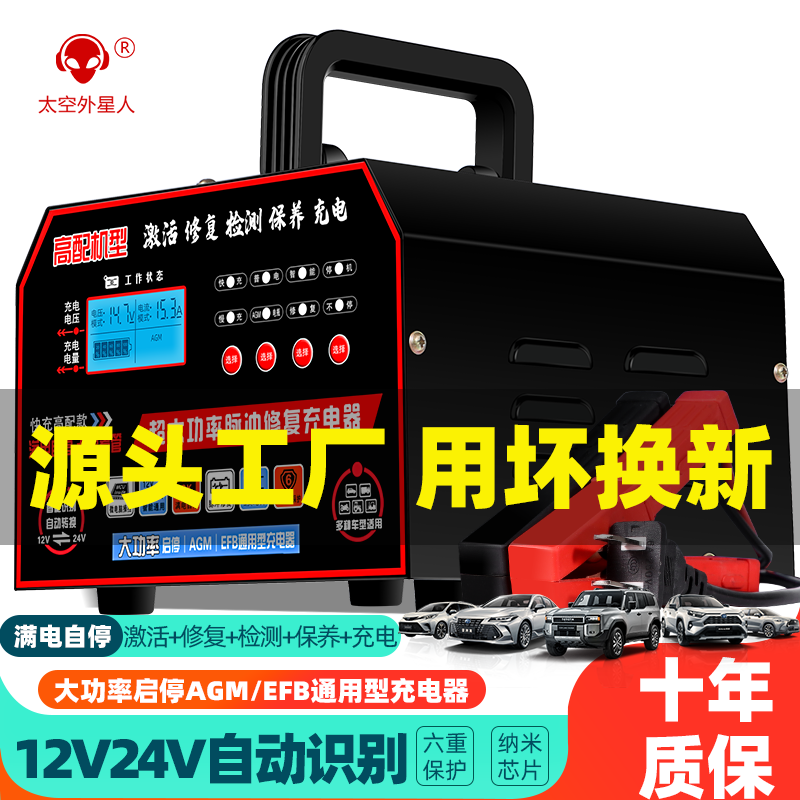Pure copper battery charger car 12v24v high power universal auxiliary agm start and stop battery repair charger