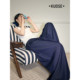 Wide color blue retro imitation denim loose wide-leg casual pants for women 2025 spring and summer new straight trousers
