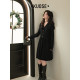 Wide -colored black knitted long -sleeved dress long skirt female 2024 autumn and winter new bottom bottom with sweater skirt