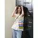 Wide colored striped wool knitted vest women's clothing 2025 spring and summer new sleeveless hollow V-neck top