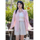 Qisu women's large size medium-length cardigan top 2025 spring new Polo solid color long sleeve slimming and fat MM shirt