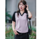 Slim large size fat MM top for women POLO shirt 2025 summer new V-neck loose meat cover short sleeve fat sister T-shirt