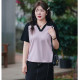Slim large size fat MM top for women POLO shirt 2025 summer new V-neck loose meat cover short sleeve fat sister T-shirt
