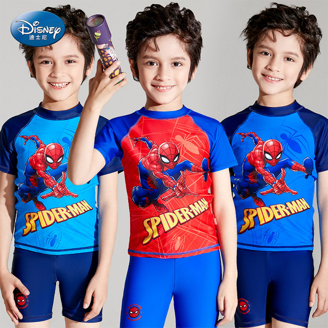 Disney children's swimsuit girl's fashionable Elsa skirt one-piece swimsuit boy's Spider-Man summer split suit