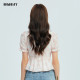 Highday Xuanri 2024 summer new printed slim puff sleeve top for women ruffle short-sleeved shirt ins