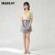 Highday Xuanri 2024 summer new printed ruffle puff sleeve shirt for women sweet short sleeve lace-up shirt