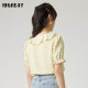 Highday Xuanri 2024 summer new printed ruffle puff sleeve shirt for women sweet short sleeve lace-up shirt