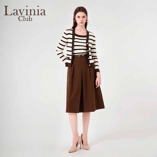 Lavinia professional commuting solid color suit skirt for women in spring and autumn new high-waisted slim drooping A-line skirt