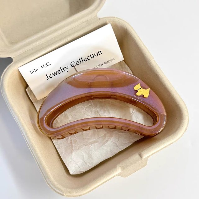 Korean new style pearlescent high-end gold label puppy clip temperament back head aurora shark clip ins hair accessories