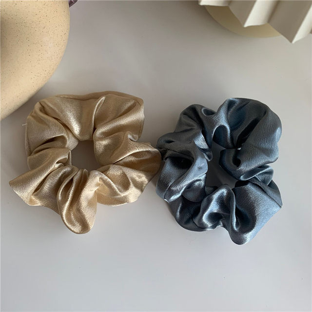 Retro French style big fat sausage ring colorful satin hair ring ball headband ins girl solid color sweet versatile headband