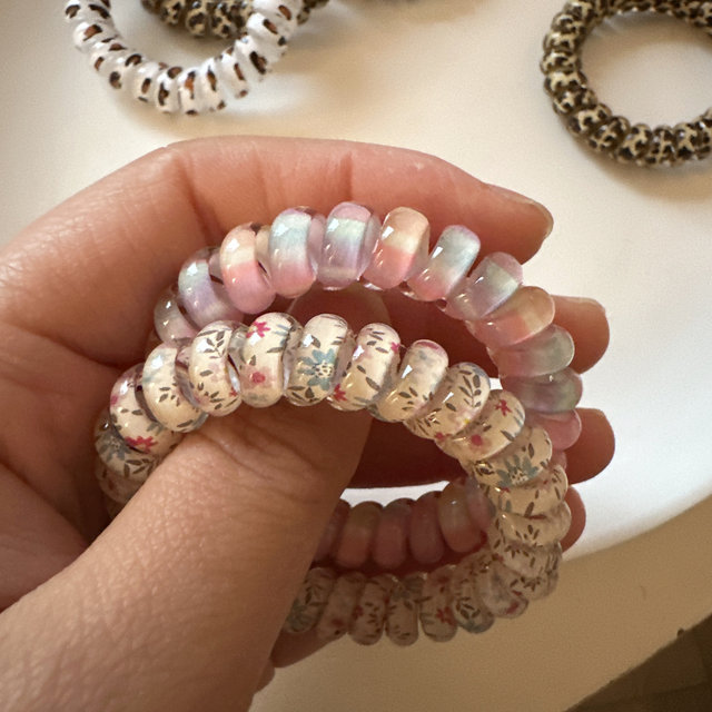 
Cute leopard print flower high resilience thick phone line hair loop durable no damage hair rope without marks hair rope rope rope rope