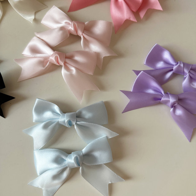 Cute satin bow hair clip bangs clip broken hair edge clip double ponytail ribbon clip girl hair accessories hair clip