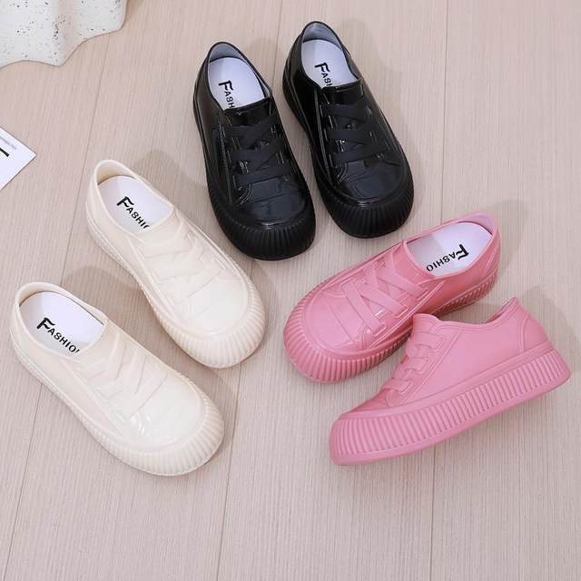 Women's new wear-resistant waterproof shoes fashionable short tube rain boots thick sole high and low water boots kitchen car wash rubber shoes