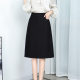 A-line skirt new summer mid-length double pocket anti-exposed elastic waist black elastic large size slim fit