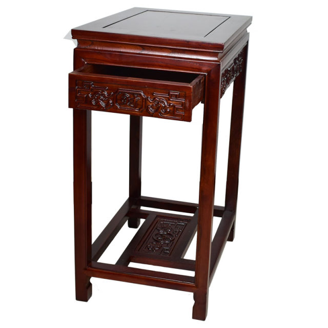 Solid wood sofa side table with drawer Chinese corner table living room tea table telephone table simple small table elm modern coffee table
