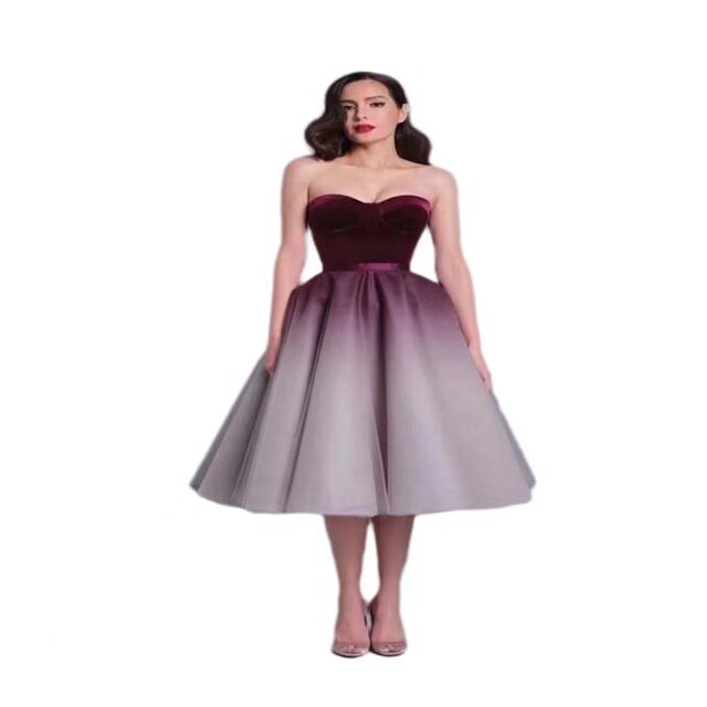 Thai trend brand niche design burgundy gradient A-line high waist large sway puff mesh skirt princess skirt