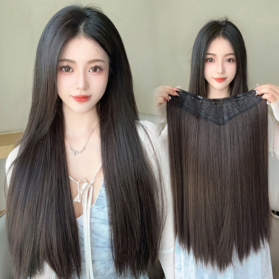 taobao agent Wig piece of long hair, long hair, hair loss, fluffy hair, no trace stealth simulation, U -shaped long straight hair and thin