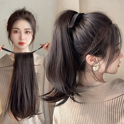 taobao agent Short ponytail wig female tie -type micro -rolling high horsetail naturally light short hair low ponytail Himi -ended simulation pear roll